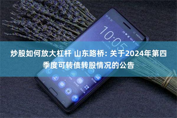 炒股如何放大杠杆 山东路桥: 关于2024年第四季度可转债转股情况的公告