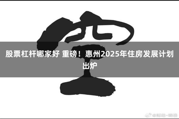 股票杠杆哪家好 重磅！惠州2025年住房发展计划出炉