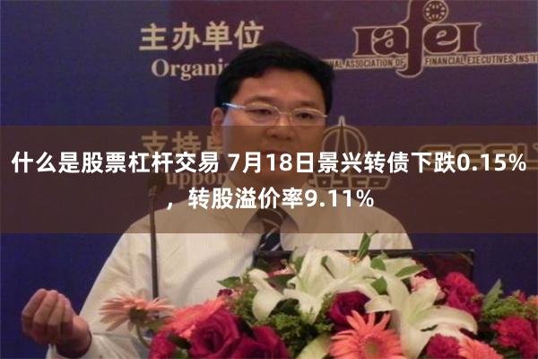 什么是股票杠杆交易 7月18日景兴转债下跌0.15%，转股溢价率9.11%