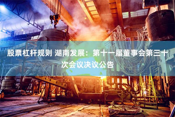股票杠杆规则 湖南发展：第十一届董事会第三十次会议决议公告