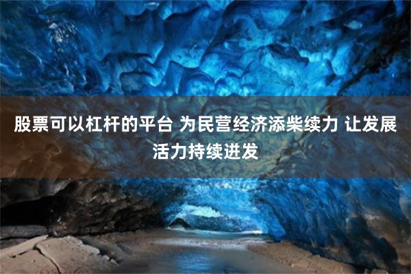股票可以杠杆的平台 为民营经济添柴续力 让发展活力持续迸发