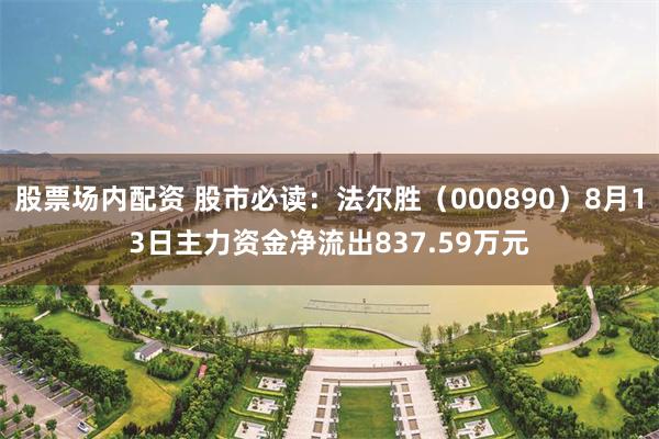 股票场内配资 股市必读：法尔胜（000890）8月13日主力资金净流出837.59万元