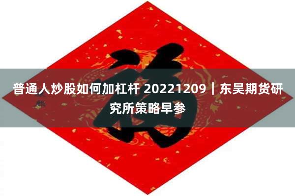 普通人炒股如何加杠杆 20221209｜东吴期货研究所策略早参